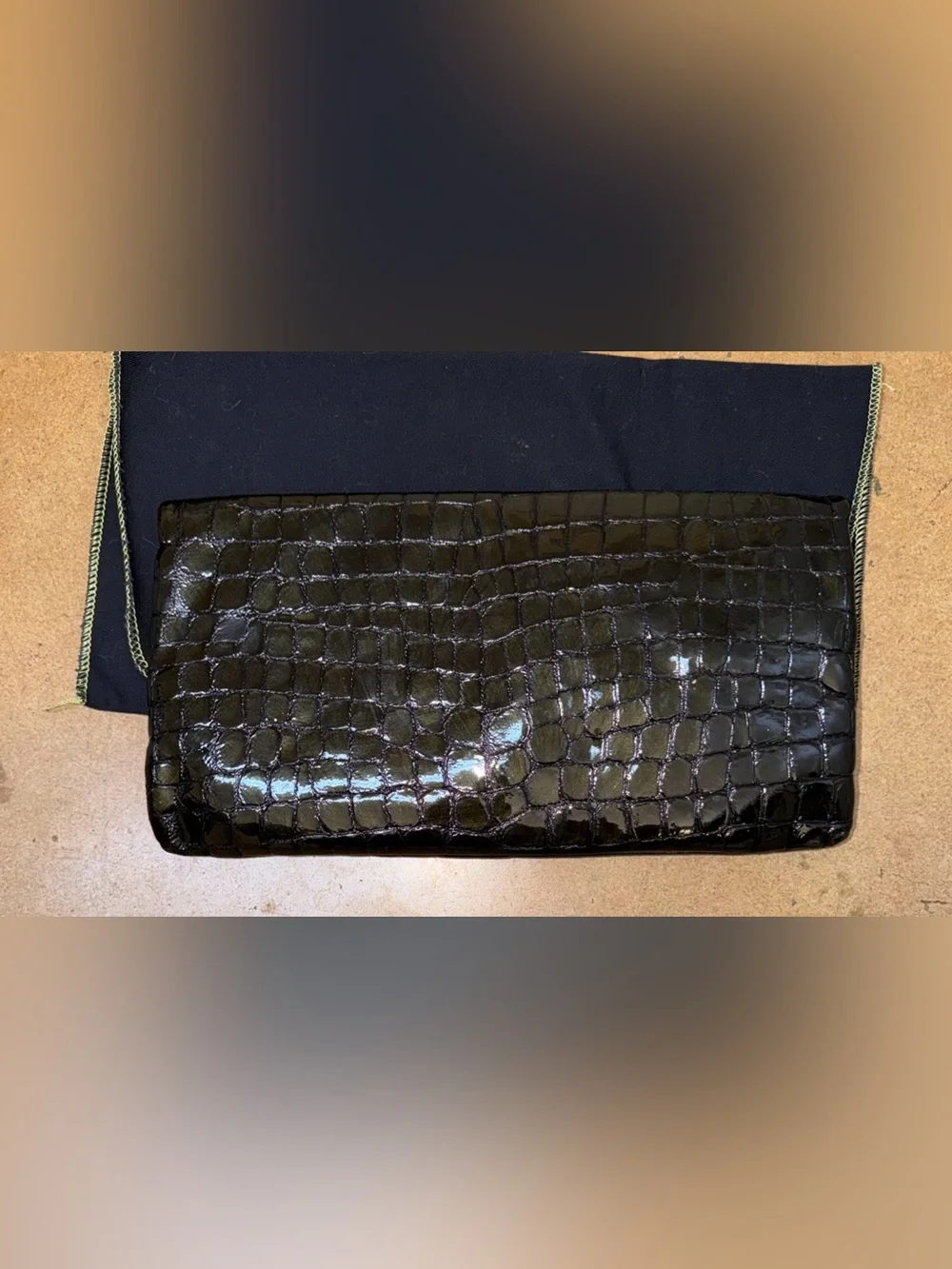 Abas Alligator Leather Magnetic Clutch Black